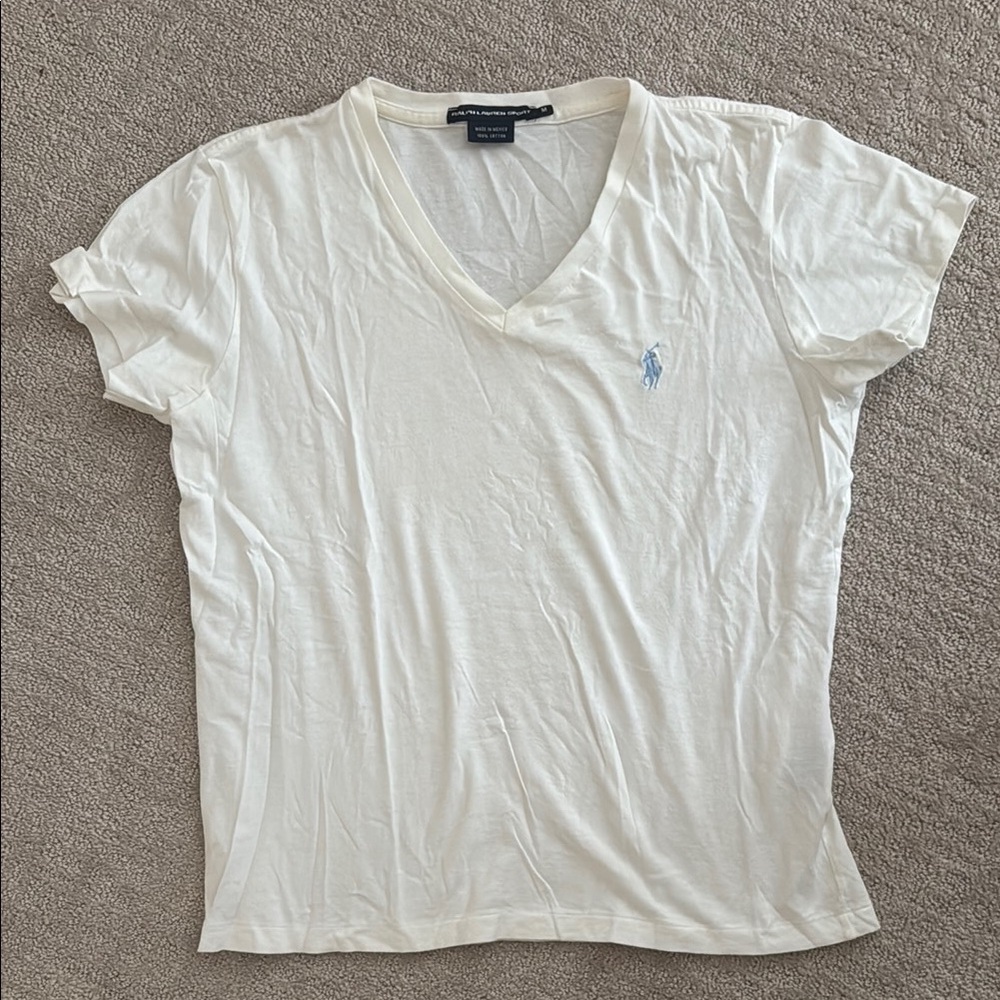 Ralph Lauren Women's white  V-Neck Top - medium